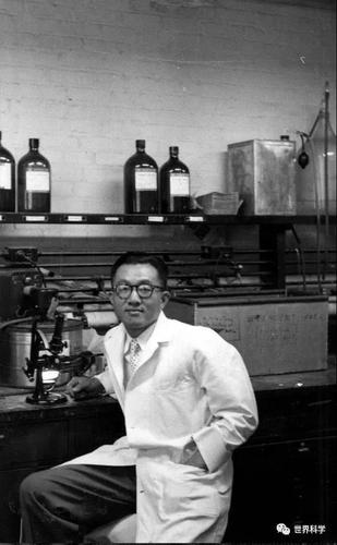 1954年，蒋锡夔在美国凯劳格公司实验室里